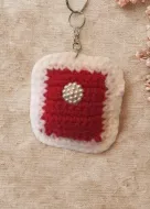 Red and White Square key chain